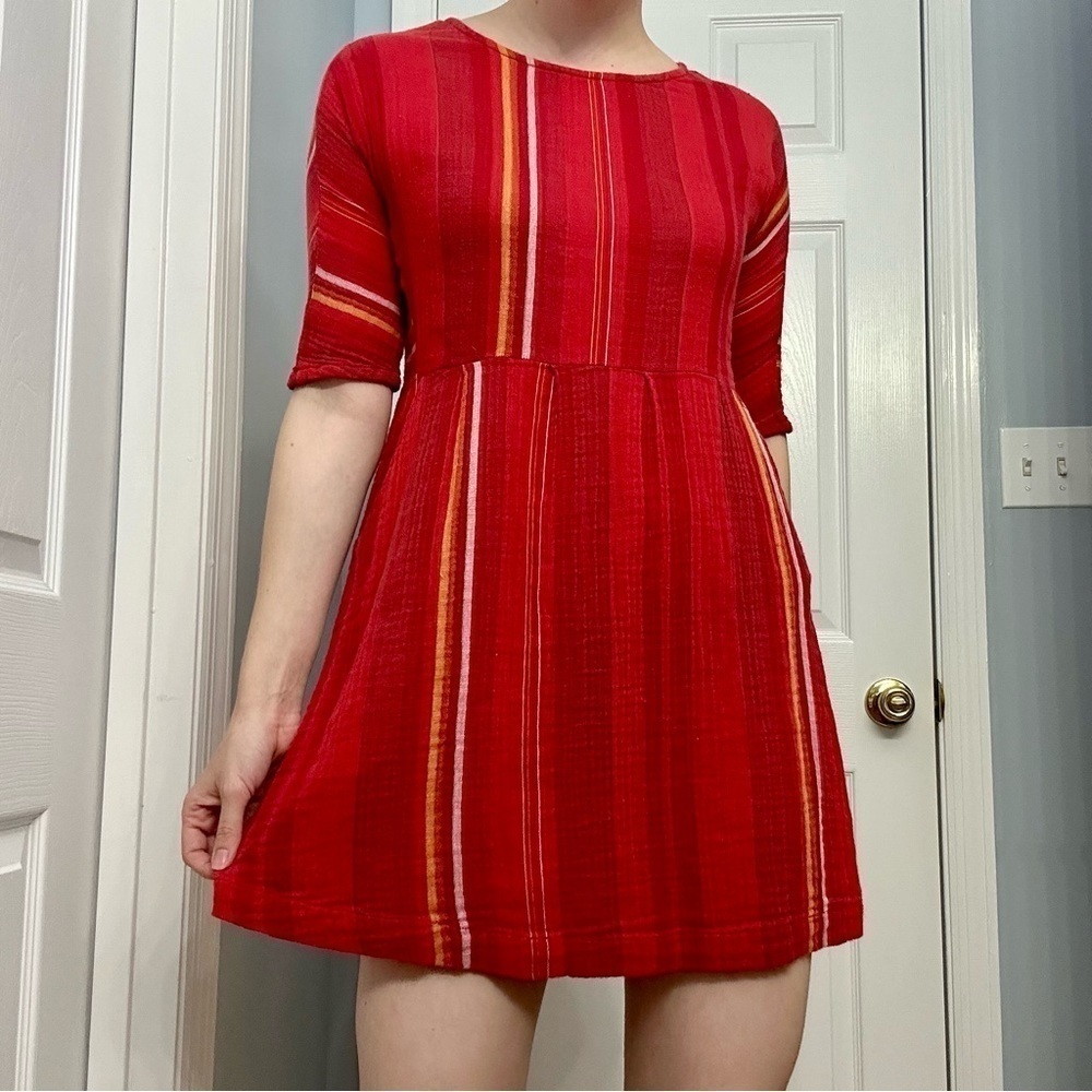 Ace & Jig Dress Mini Cotton Striped Red Summer Casual Beach Size Extra Small